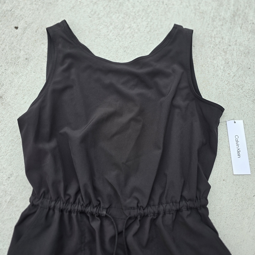 Calvin Klein Black Charcoal Mini Dress Swim Cover Up SZ 10 - Picture 4 of 8